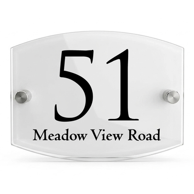 Personalised Dual Panel Acrylic House Sign Oval | 200mm x 130mm | White with Black Text