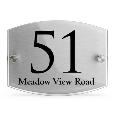 Personalised Dual Panel Acrylic House Sign Oval | 200mm x 130mm | Silver with Black Text