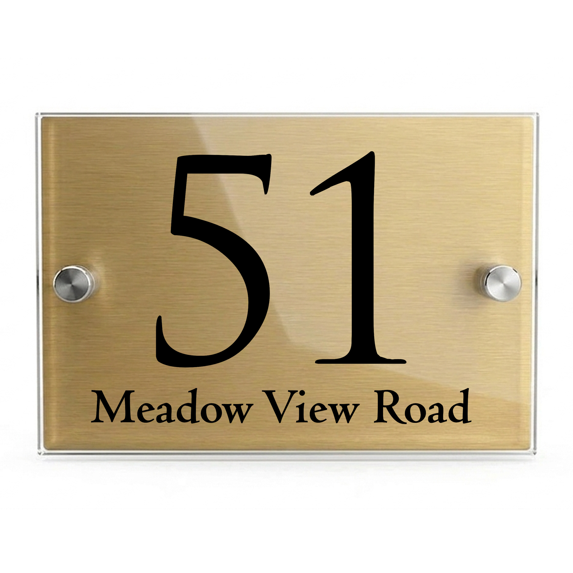 Personalised Dual Panel Acrylic House Sign Rectangle | 200mm x 130mm | Gold with Black Text