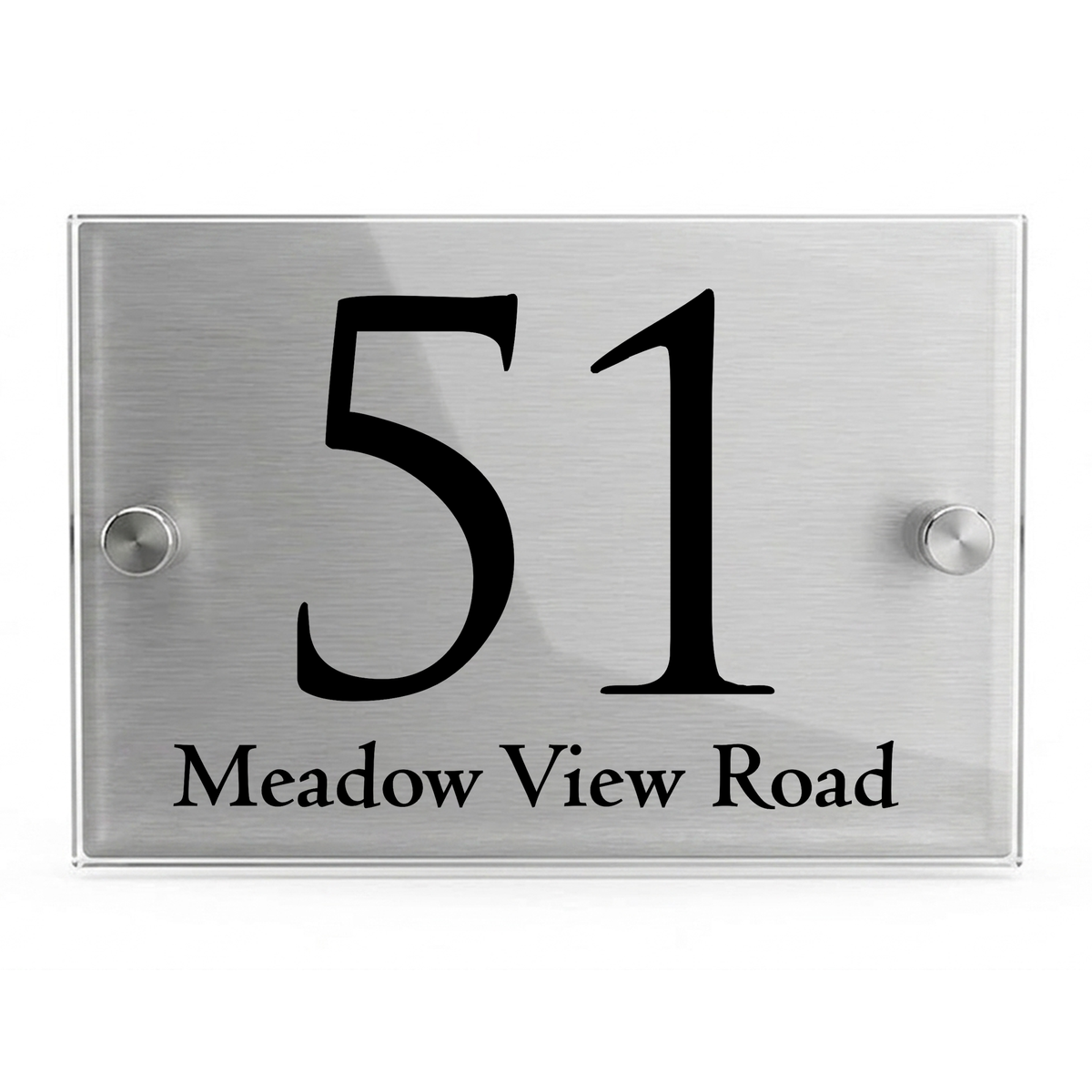 Personalised Dual Panel Acrylic House Sign Rectangle | 200mm x 130mm | Silver with Black Text