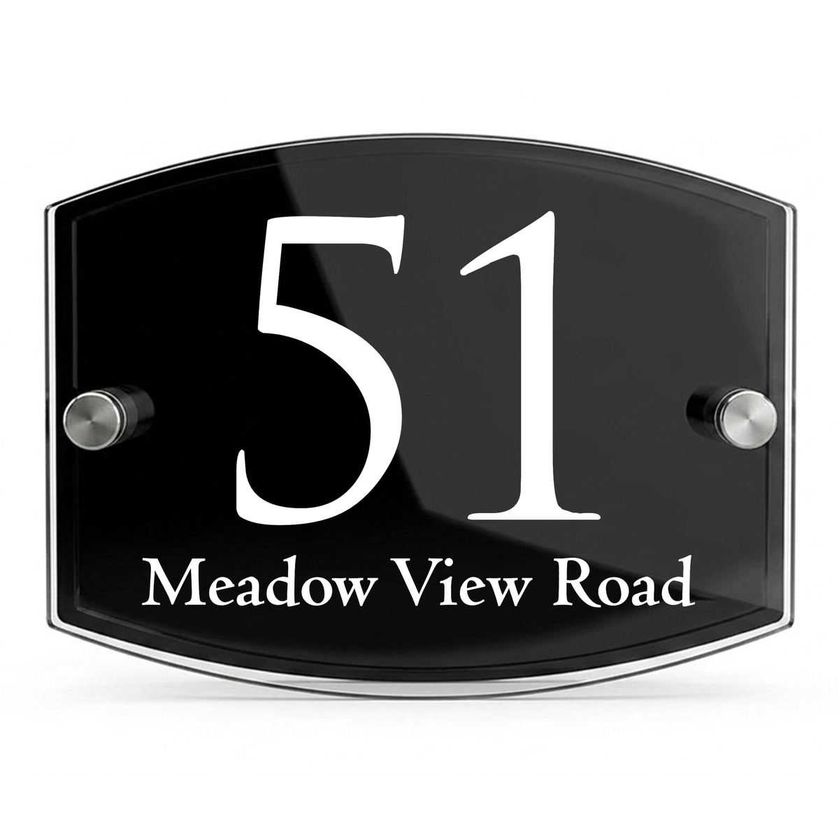 Personalised Dual Panel Acrylic House Sign Oval | 200mm x 130mm | Black with White Text