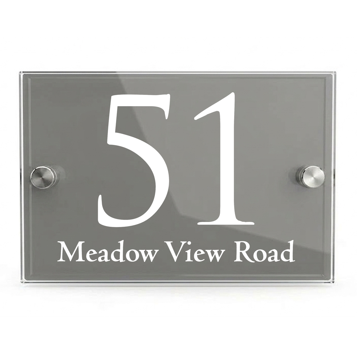 Personalised Dual Panel Acrylic House Sign Rectangle | 200mm x 130mm | Grey with White Text