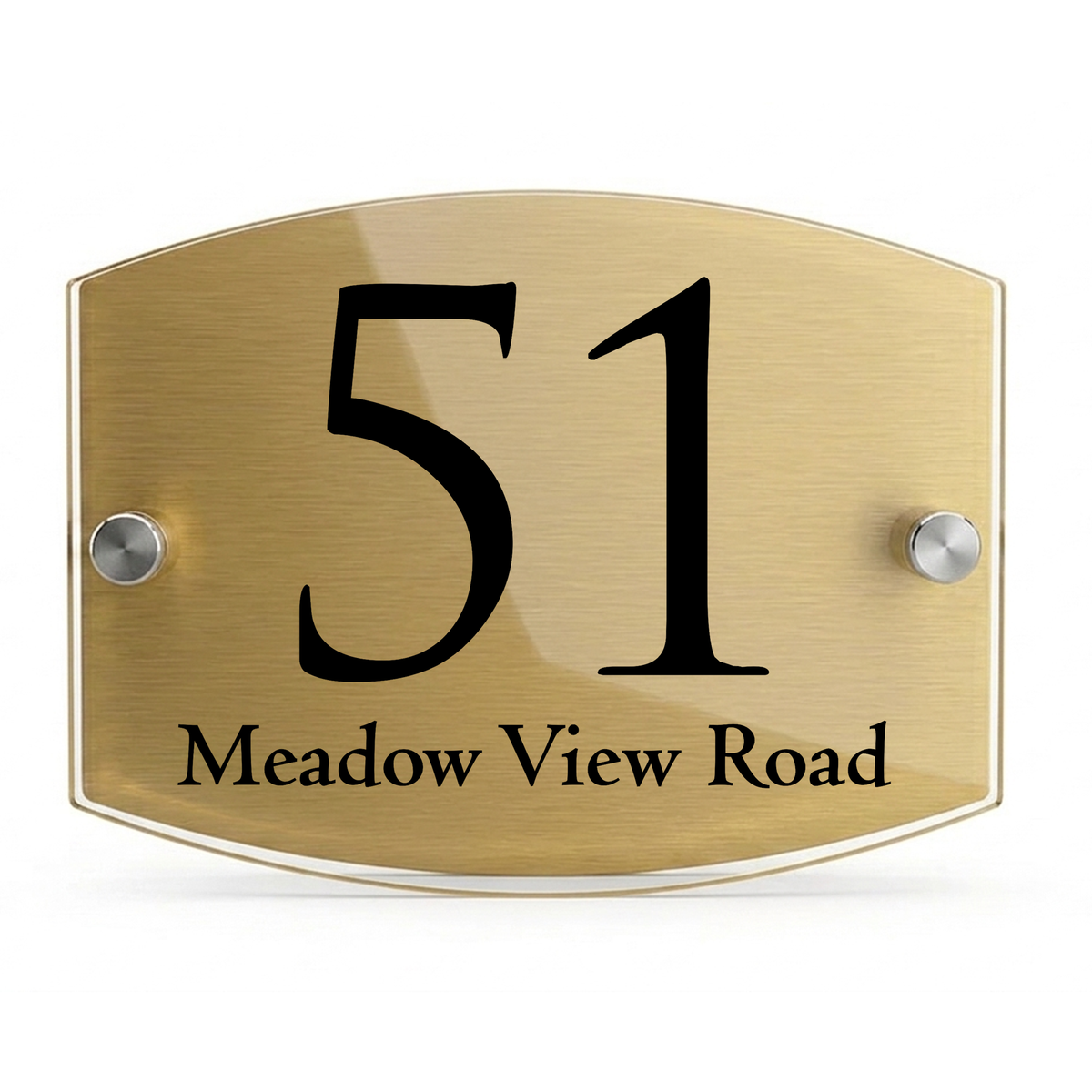 Personalised Dual Panel Acrylic House Sign Oval | 200mm x 130mm | Gold with Black Text