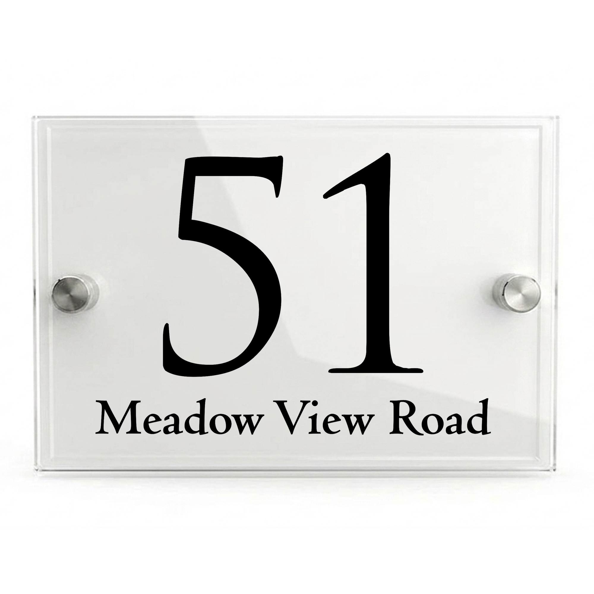 Personalised Dual Panel Acrylic House Sign Rectangle | 200mm x 130mm | White with Black Text