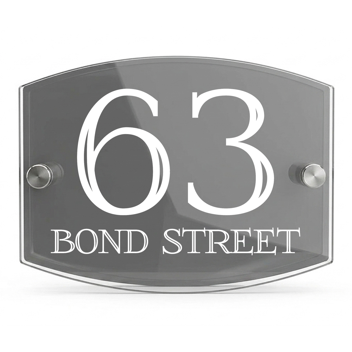 Personalised Dual Panel Acrylic House Sign Oval | 200mm x 130mm | Grey with White Text