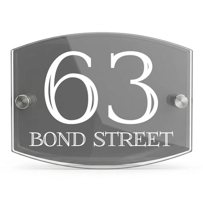 Personalised Dual Panel Acrylic House Sign Oval | 200mm x 130mm | Grey with White Text