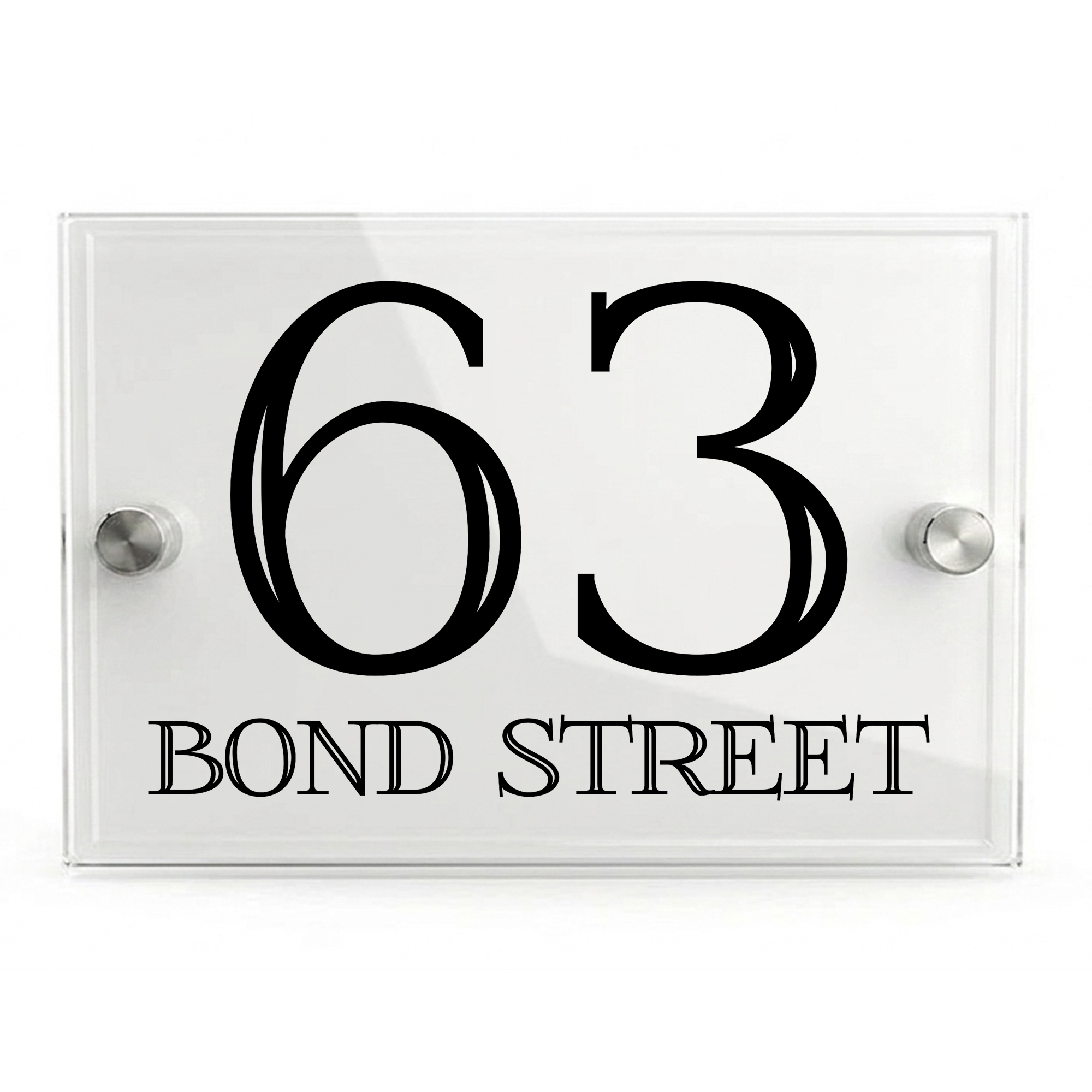 Personalised Dual Panel Acrylic House Sign Rectangle | 200mm x 130mm | White with Black Text