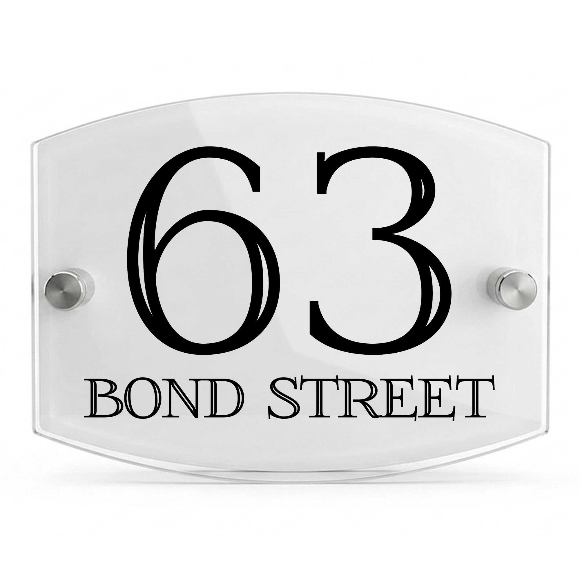 Personalised Dual Panel Acrylic House Sign Oval | 200mm x 130mm | White with Black Text