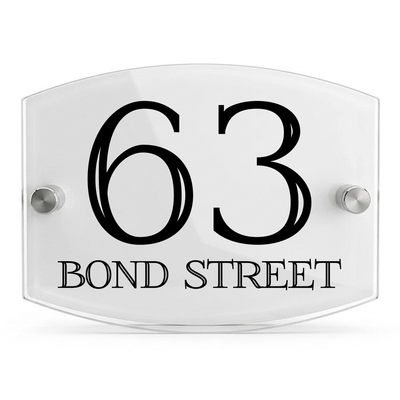 Personalised Dual Panel Acrylic House Sign Oval | 200mm x 130mm | White with Black Text