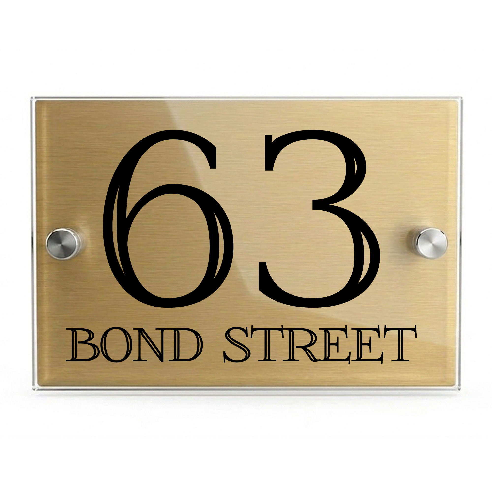 Personalised Dual Panel Acrylic House Sign Rectangle | 200mm x 130mm | Gold with Black Text