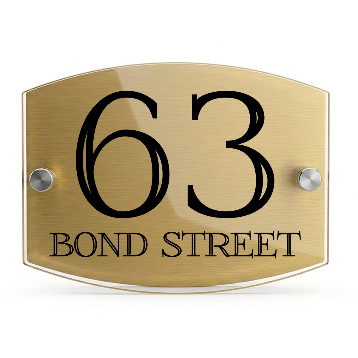 Personalised Dual Panel Acrylic House Sign Oval | 200mm x 130mm | Gold with Black Text