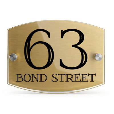 Personalised Dual Panel Acrylic House Sign Oval | 200mm x 130mm | Gold with Black Text