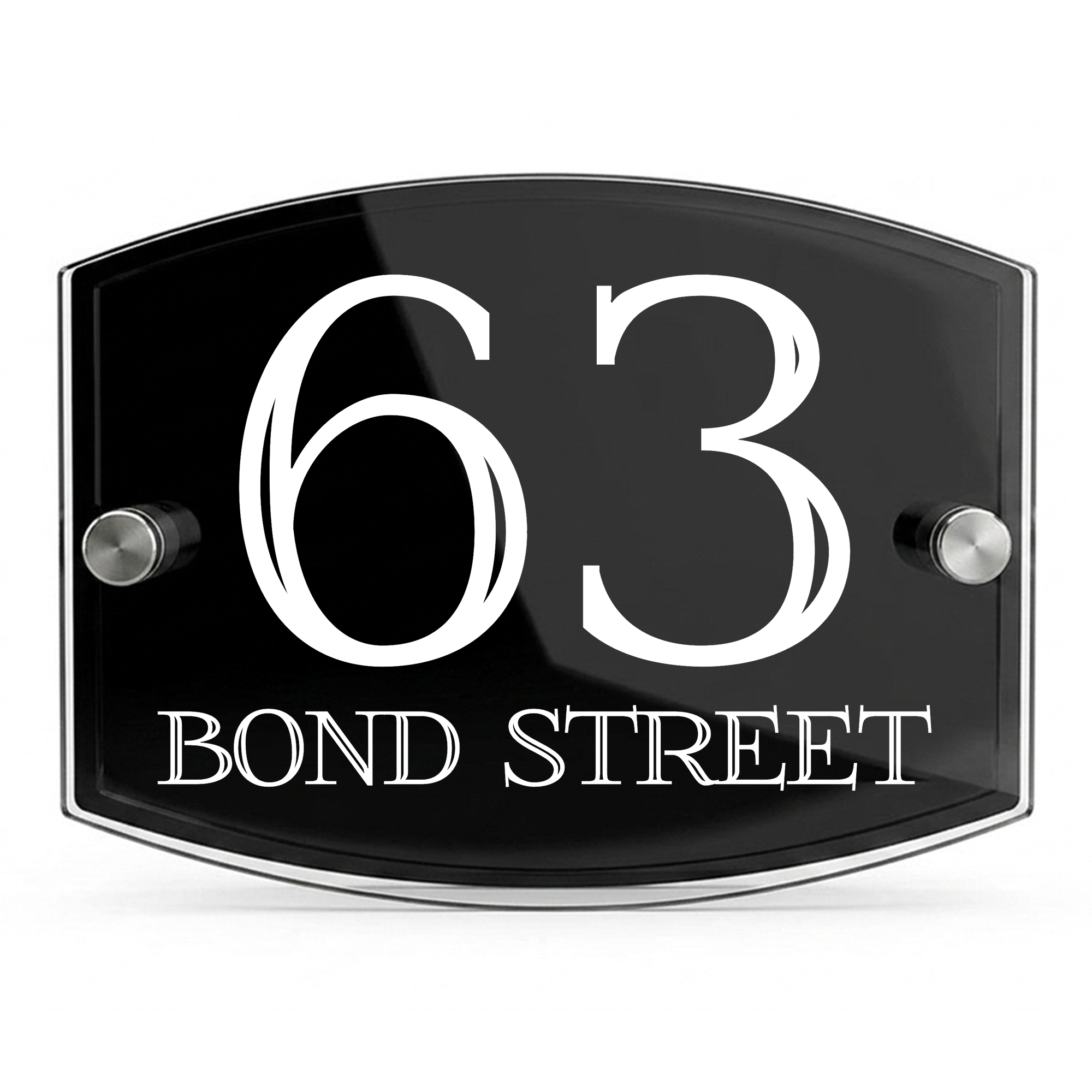 Personalised Dual Panel Acrylic House Sign Oval | 200mm x 130mm | Black with White Text