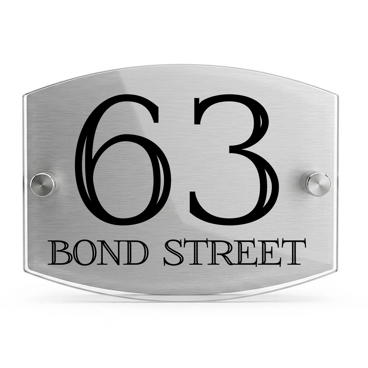 Personalised Dual Panel Acrylic House Sign Oval | 200mm x 130mm | Silver with Black Text