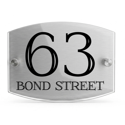Personalised Dual Panel Acrylic House Sign Oval | 200mm x 130mm | Silver with Black Text