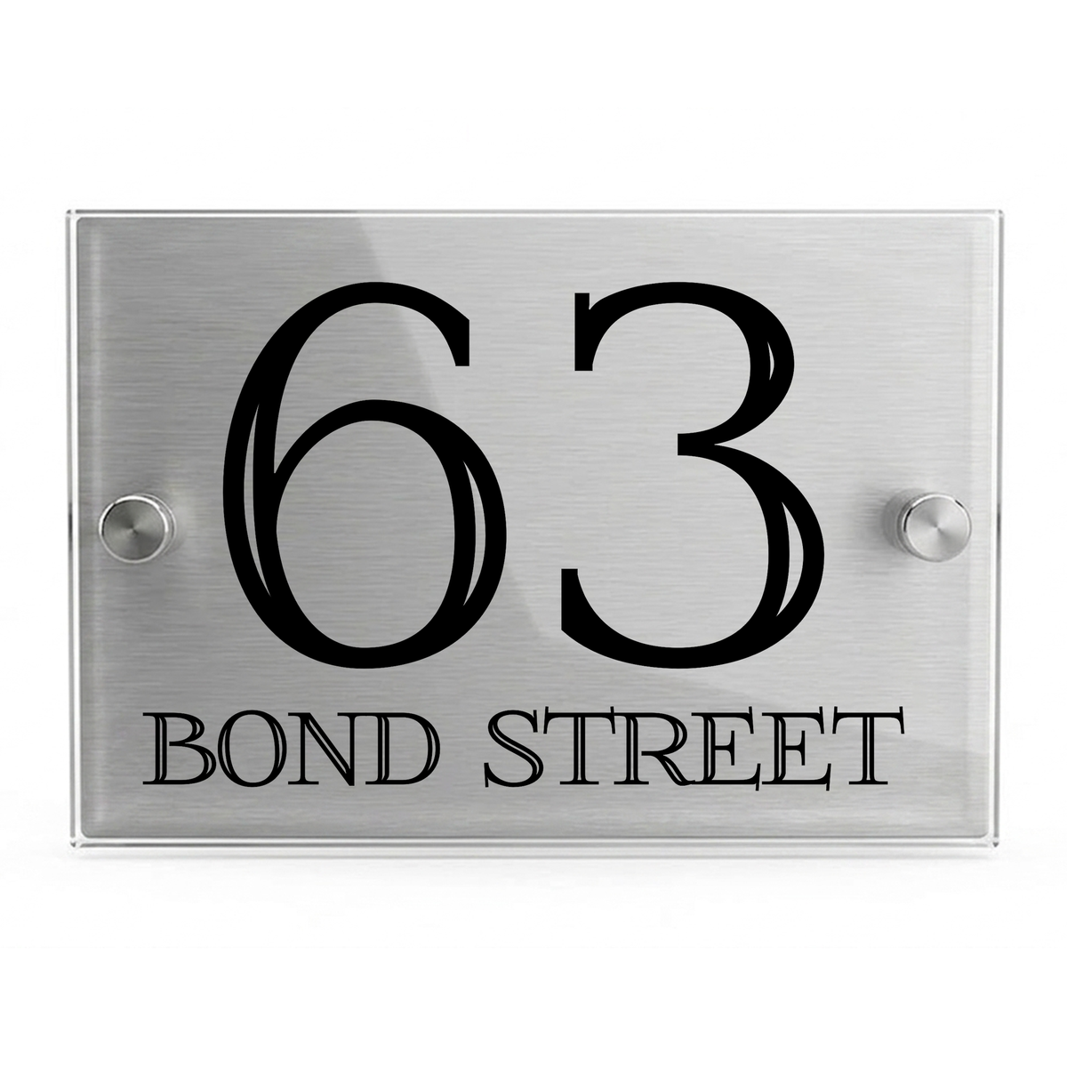 Personalised Dual Panel Acrylic House Sign Rectangle | 200mm x 130mm | Silver with Black Text