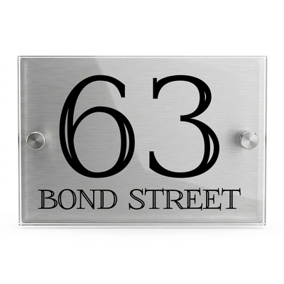 Personalised Dual Panel Acrylic House Sign Rectangle | 200mm x 130mm | Silver with Black Text
