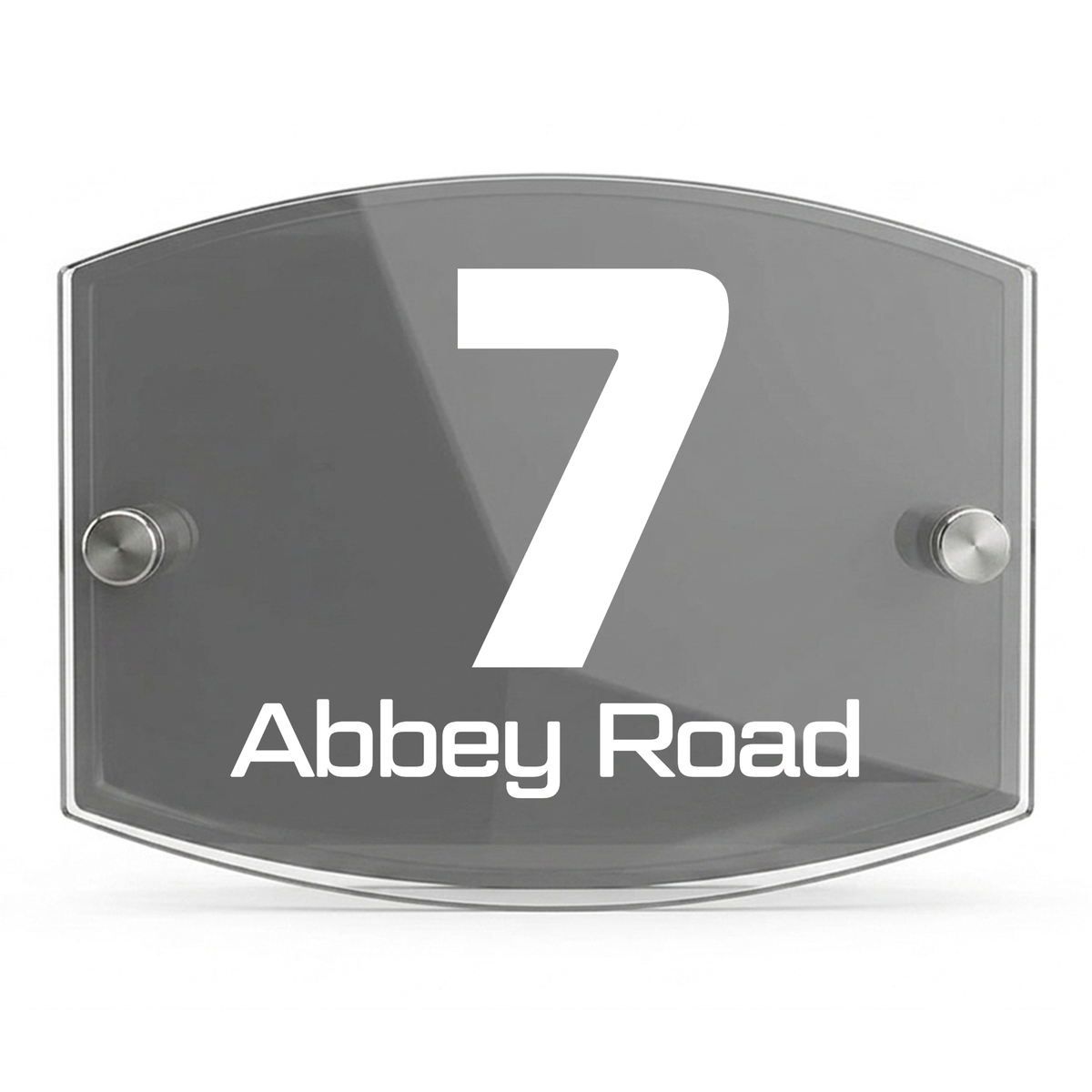 Personalised Dual Panel Acrylic House Sign Oval | 200mm x 130mm | Grey with White Text