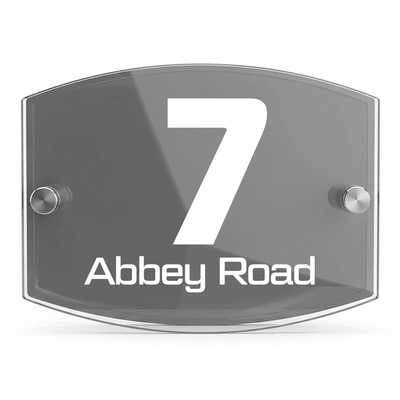 Personalised Dual Panel Acrylic House Sign Oval | 200mm x 130mm | Grey with White Text