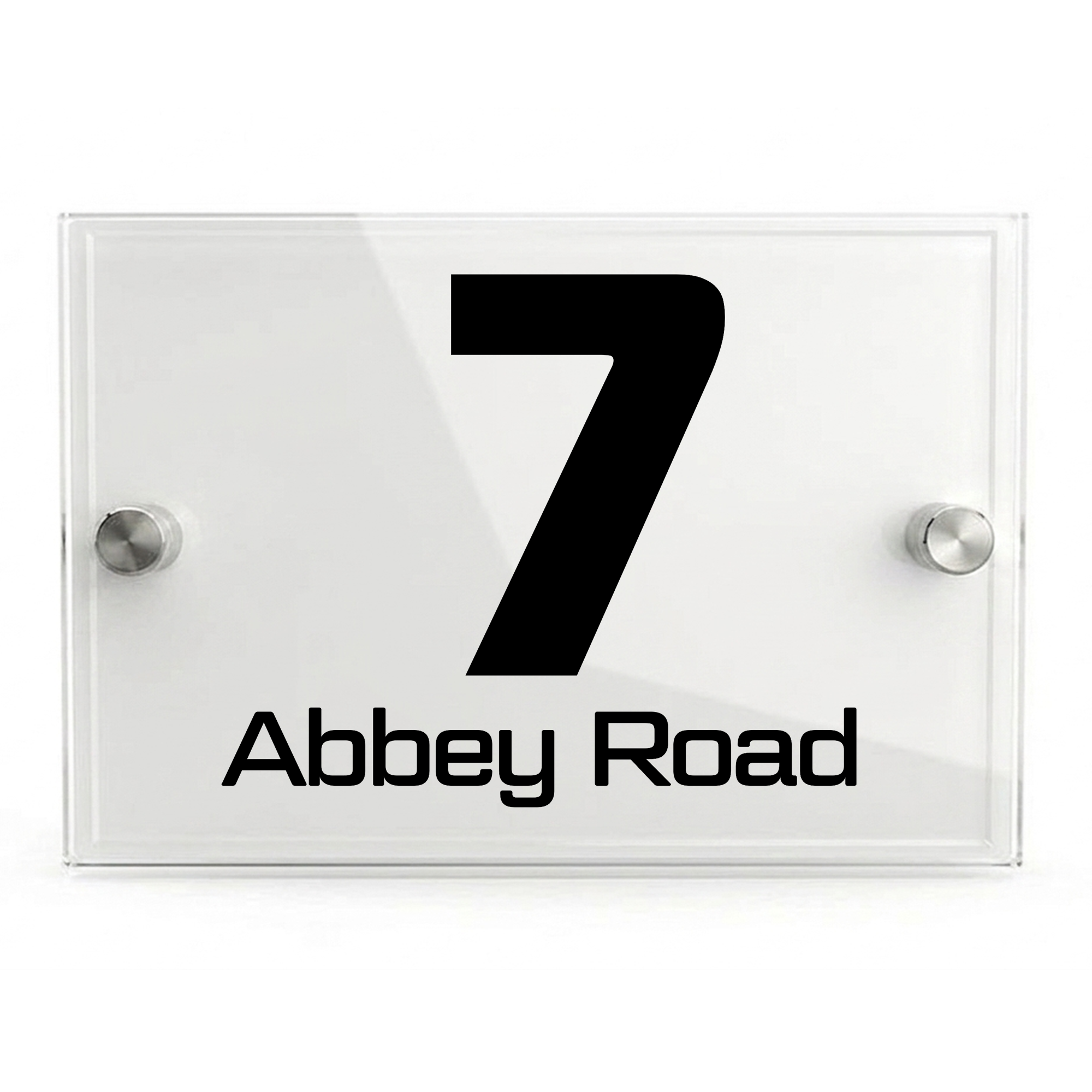 Personalised Dual Panel Acrylic House Sign Rectangle | 200mm x 130mm | White with Black Text