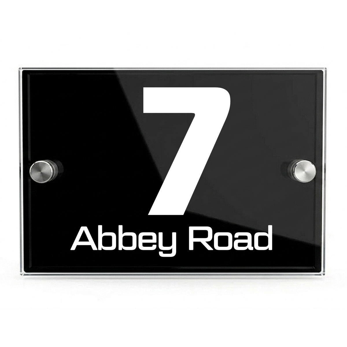 Personalised Dual Panel Acrylic House Sign Rectangle | 200mm x 130mm | Black with White Text
