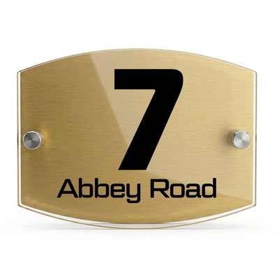 Personalised Dual Panel Acrylic House Sign Oval | 200mm x 130mm | Gold with Black Text