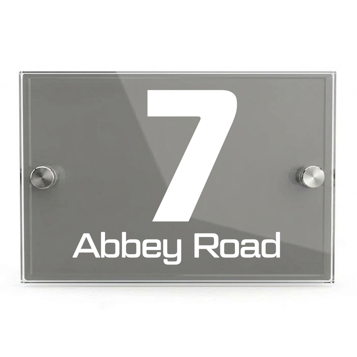 Personalised Dual Panel Acrylic House Sign Rectangle | 200mm x 130mm | Grey with White Text