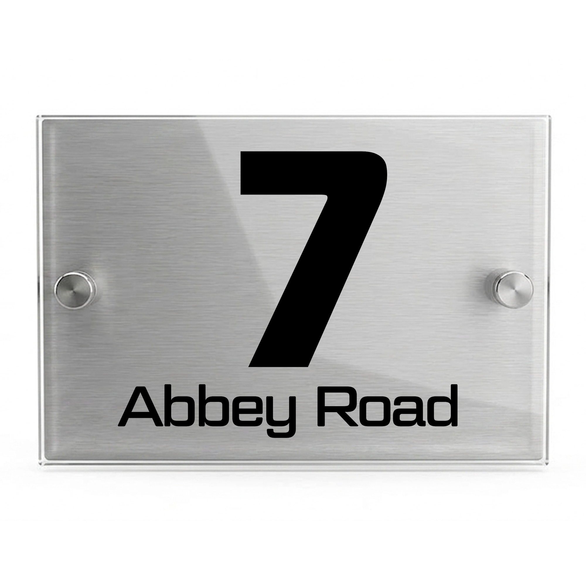 Personalised Dual Panel Acrylic House Sign Rectangle | 200mm x 130mm | Silver with Black Text