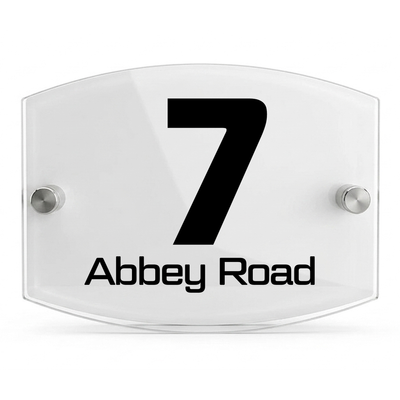Personalised Dual Panel Acrylic House Sign Oval | 200mm x 130mm | White with Black Text