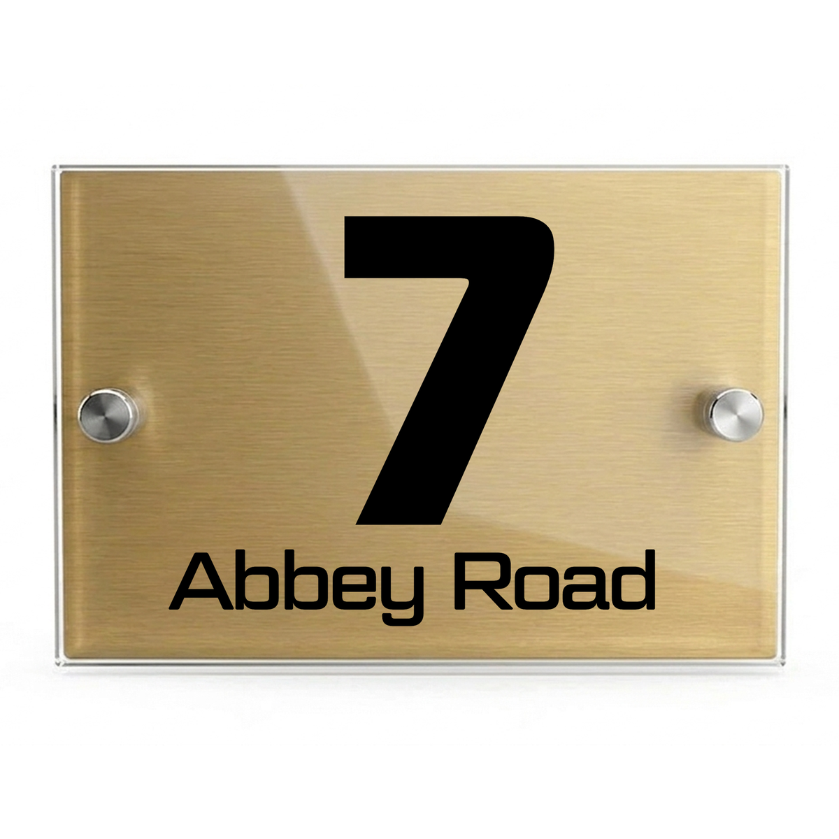 Personalised Dual Panel Acrylic House Sign Rectangle | 200mm x 130mm | Gold with Black Text