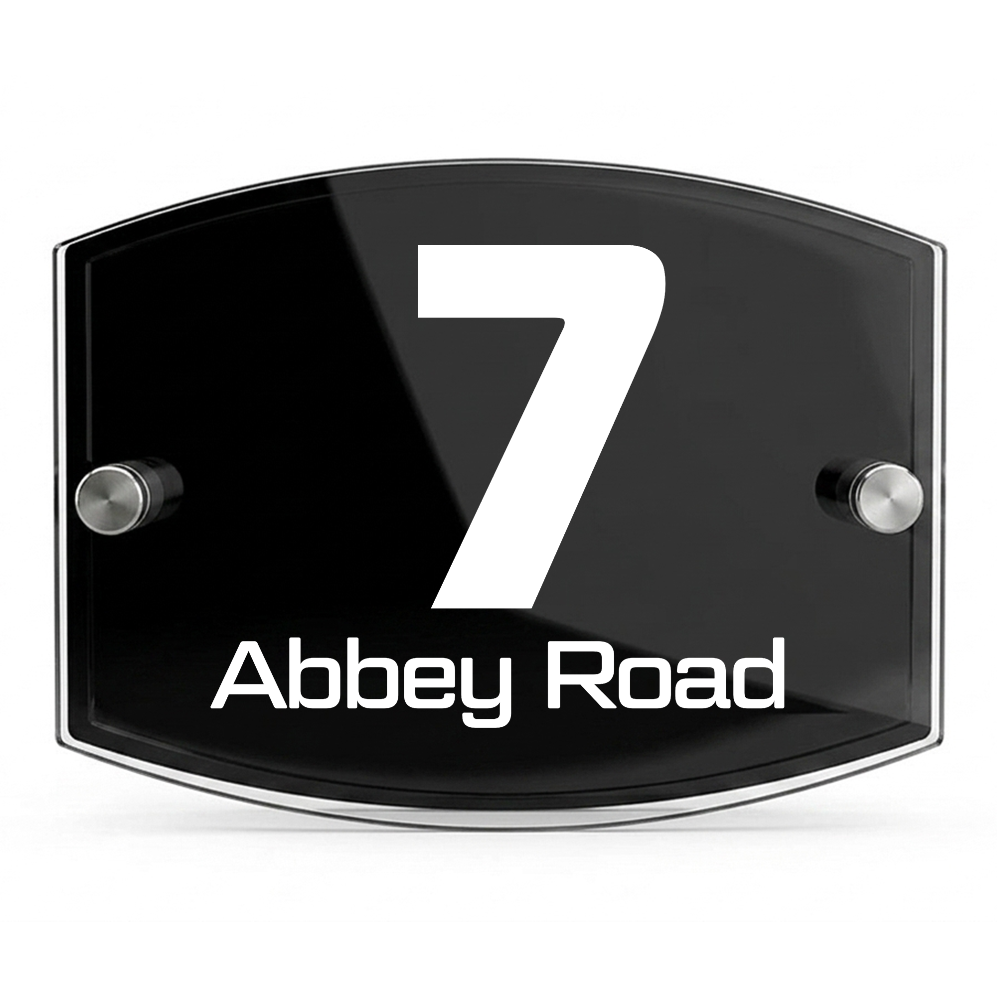 Personalised Dual Panel Acrylic House Sign Oval | 200mm x 130mm | Black with White Text