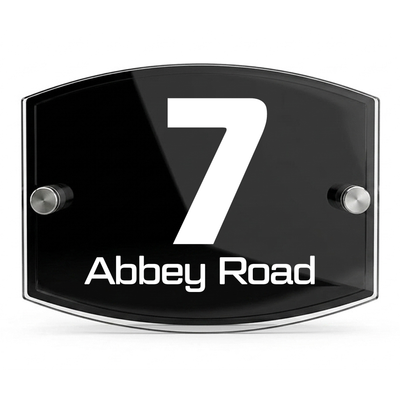 Personalised Dual Panel Acrylic House Sign Oval | 200mm x 130mm | Black with White Text