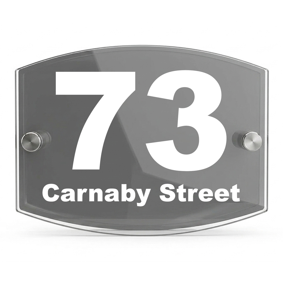 Personalised Dual Panel Acrylic House Sign Oval | 200mm x 130mm | Grey with White Text
