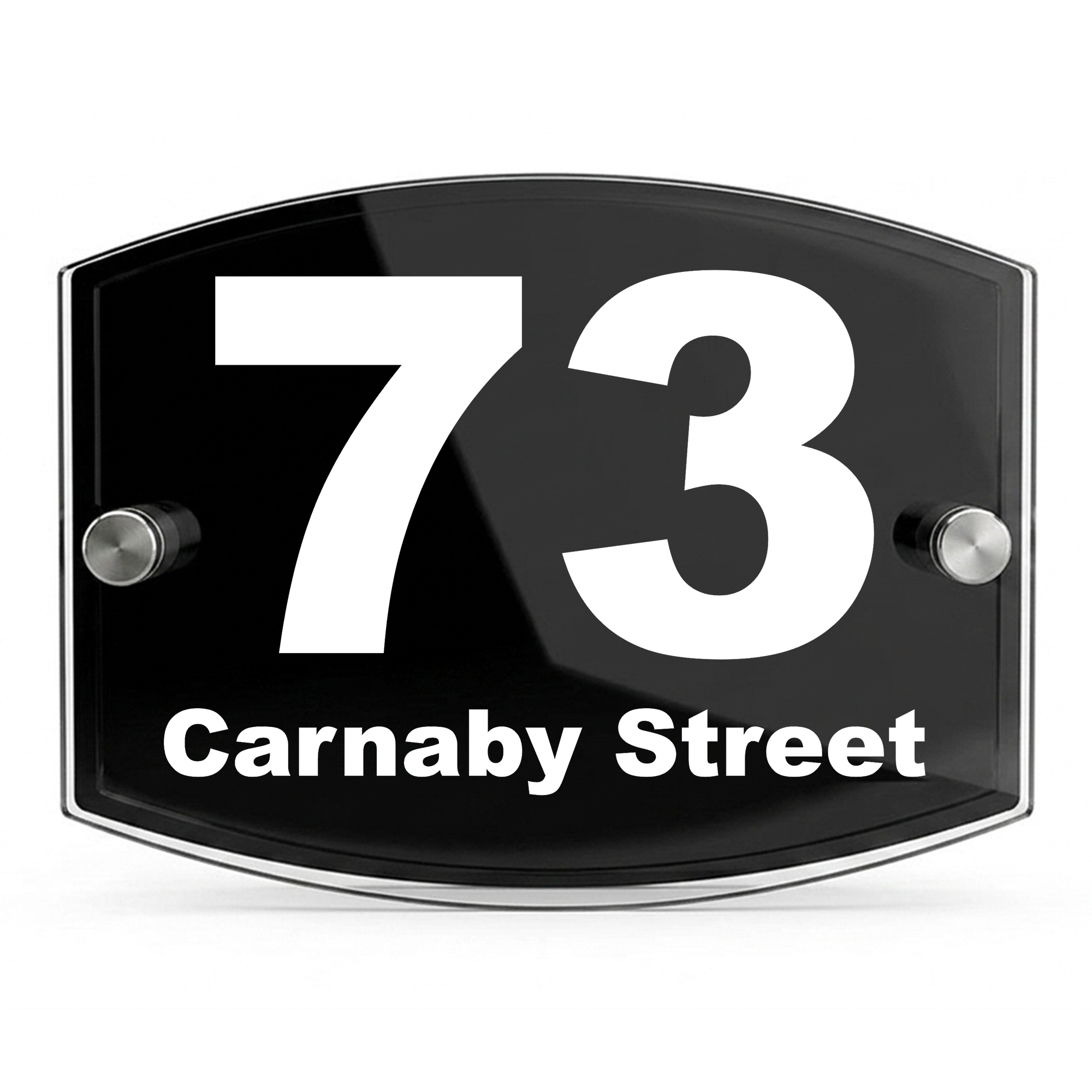 Personalised Dual Panel Acrylic House Sign Oval | 200mm x 130mm | Black with White Text
