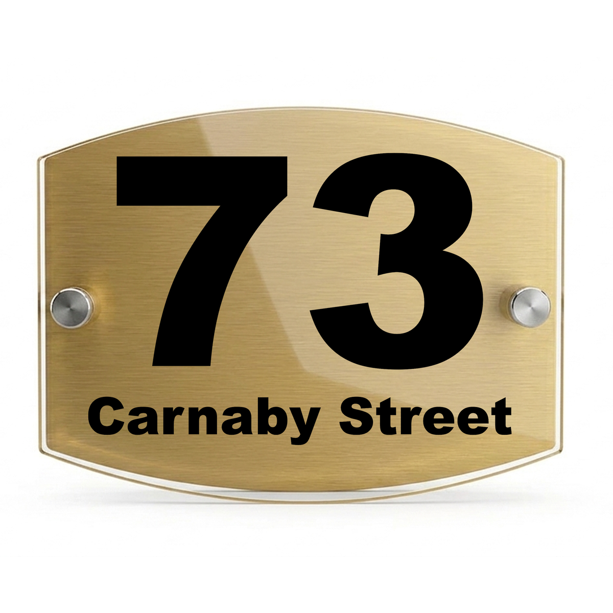 Personalised Dual Panel Acrylic House Sign Oval | 200mm x 130mm | Gold with Black Text