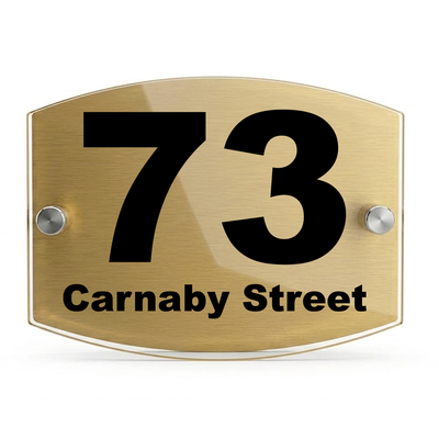 Personalised Dual Panel Acrylic House Sign Oval | 200mm x 130mm | Gold with Black Text