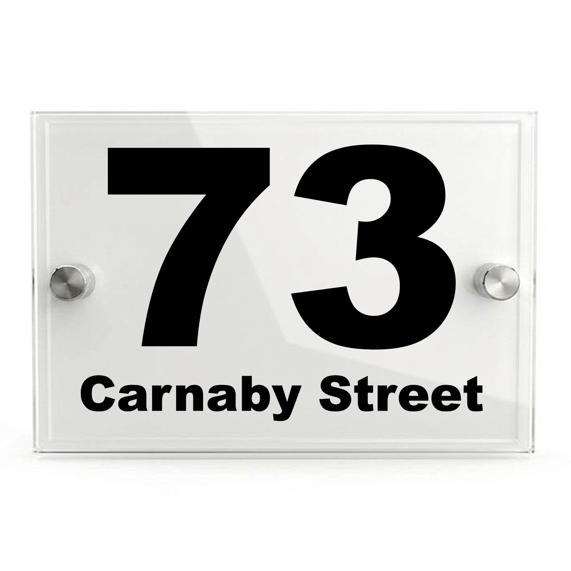 Personalised Dual Panel Acrylic House Sign Rectangle | 200mm x 130mm | White with Black Text