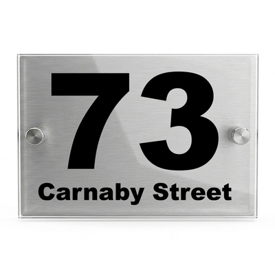 Personalised Dual Panel Acrylic House Sign Rectangle | 200mm x 130mm | Silver with Black Text