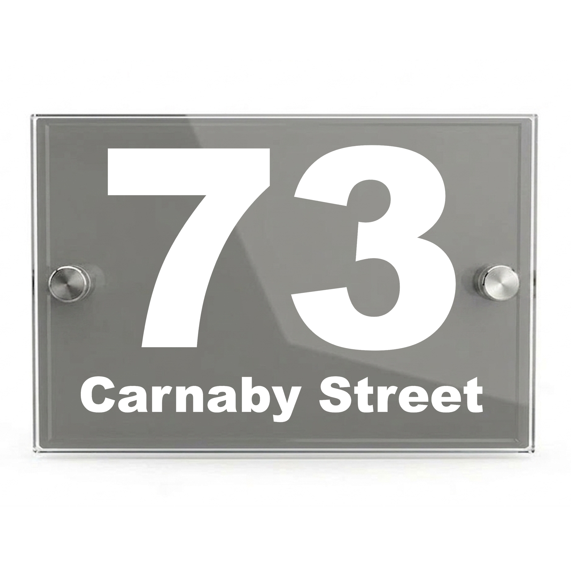 Personalised Dual Panel Acrylic House Sign Rectangle | 200mm x 130mm | Grey with White Text