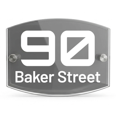 Personalised Dual Panel Acrylic House Sign Oval | 200mm x 130mm | Grey with White Text