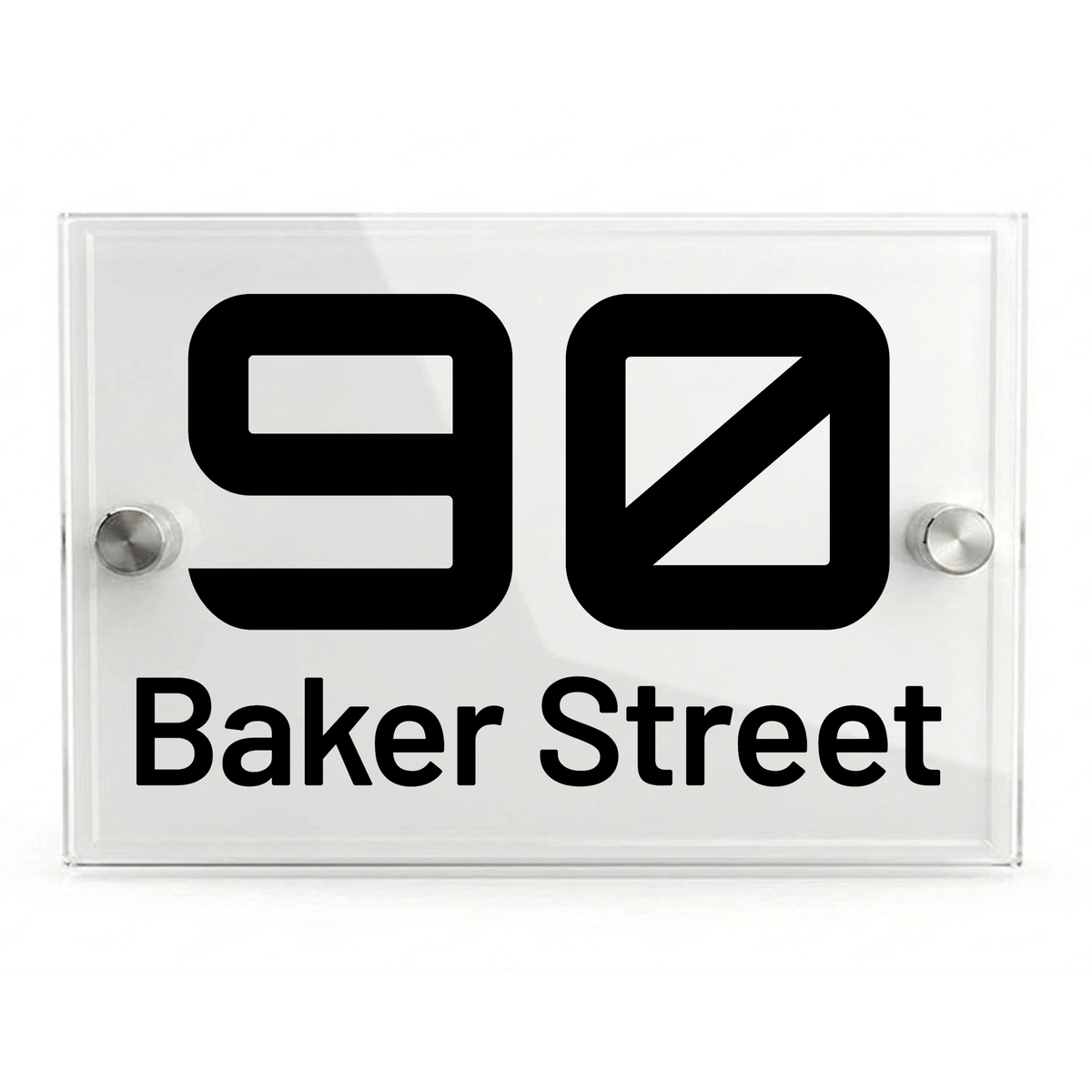 Personalised Dual Panel Acrylic House Sign Rectangle | 200mm x 130mm | White with Black Text