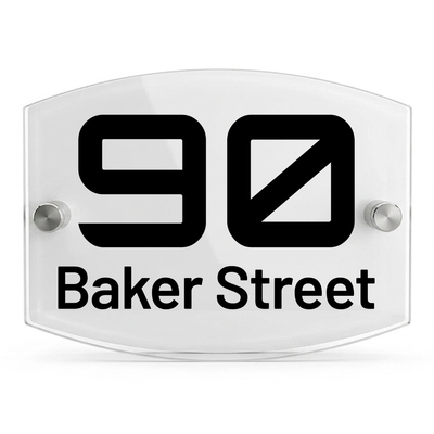 Personalised Dual Panel Acrylic House Sign Oval | 200mm x 130mm | White with Black Text