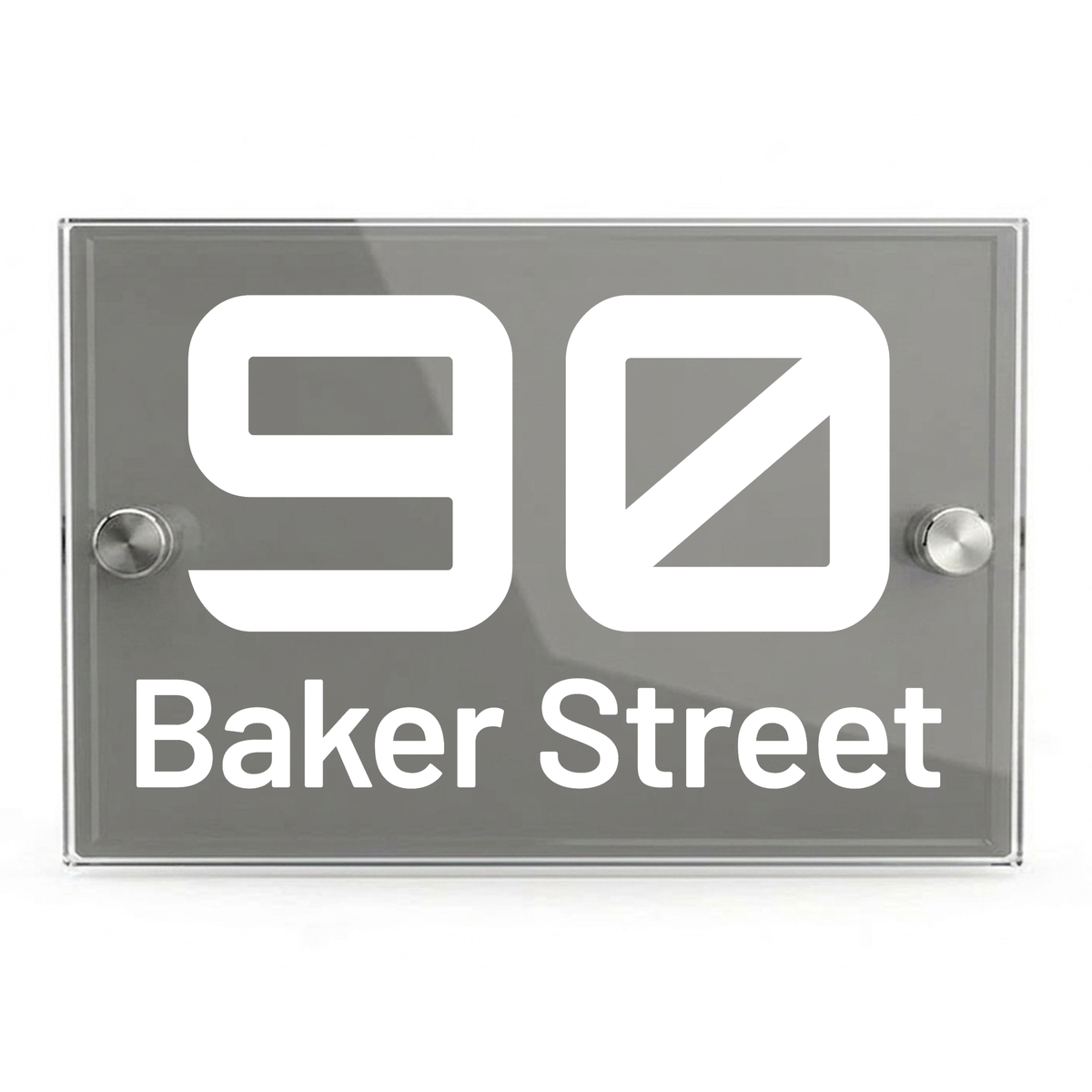 Personalised Dual Panel Acrylic House Sign Rectangle | 200mm x 130mm | Grey with White Text