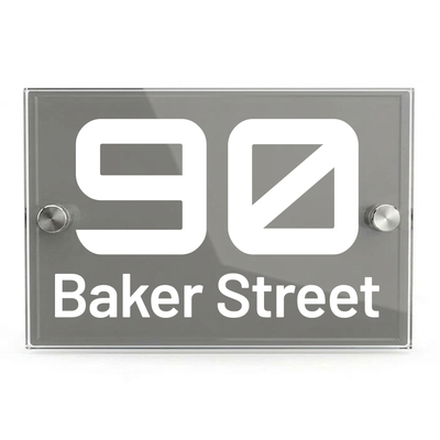 Personalised Dual Panel Acrylic House Sign Rectangle | 200mm x 130mm | Grey with White Text