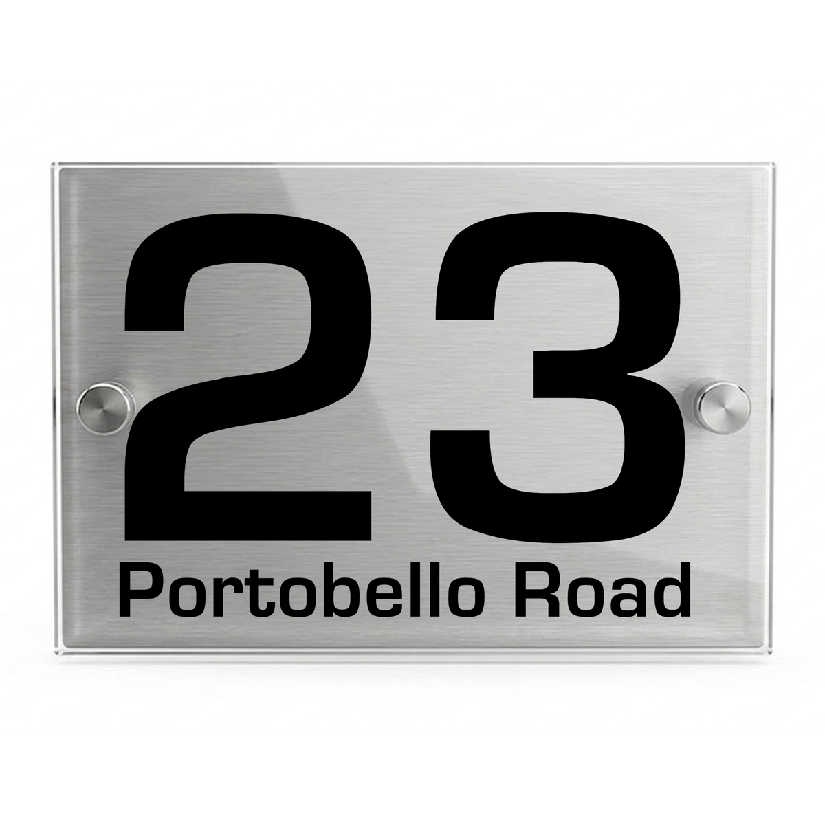 Personalised Dual Panel Acrylic House Sign Rectangle | 200mm x 130mm | Silver with Black Text