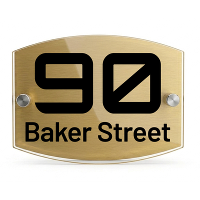 Personalised Dual Panel Acrylic House Sign Oval | 200mm x 130mm | Gold with Black Text