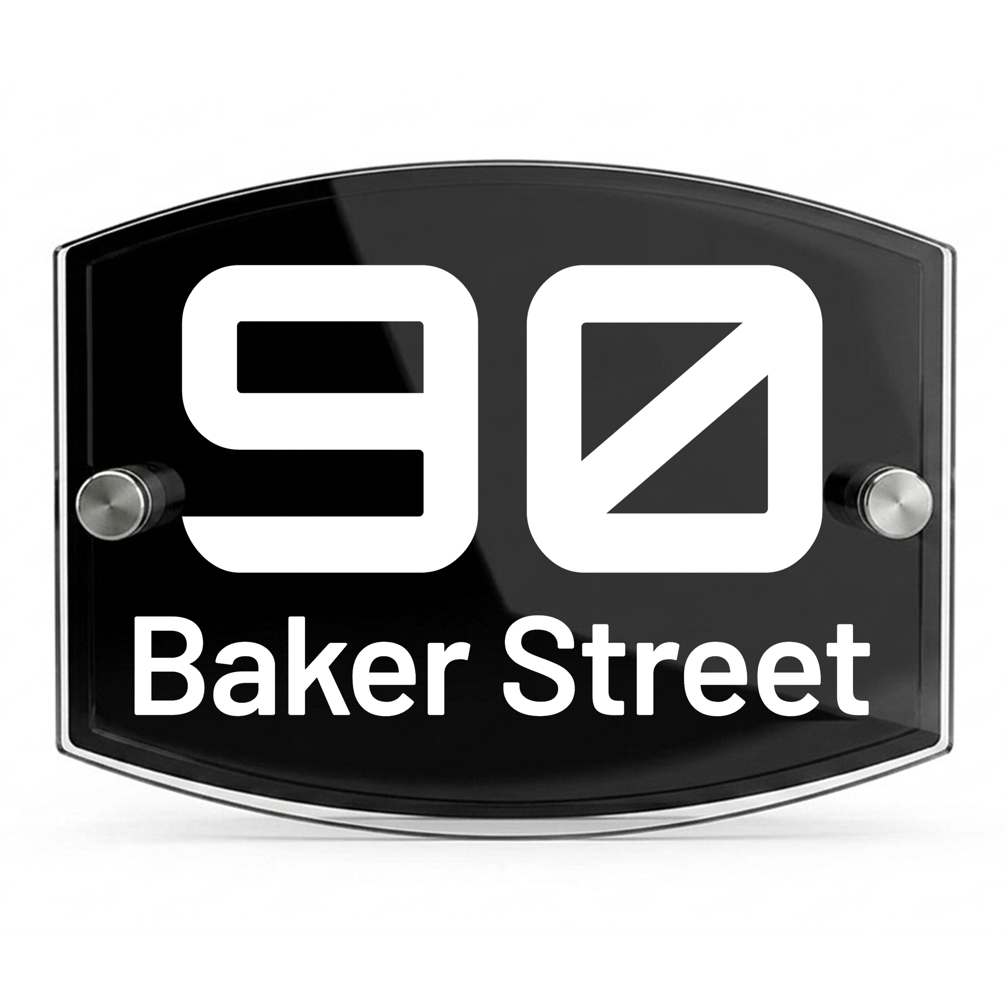 Personalised Dual Panel Acrylic House Sign Oval | 200mm x 130mm | Black with White Text