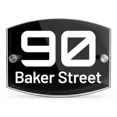 Personalised Dual Panel Acrylic House Sign Oval | 200mm x 130mm | Black with White Text
