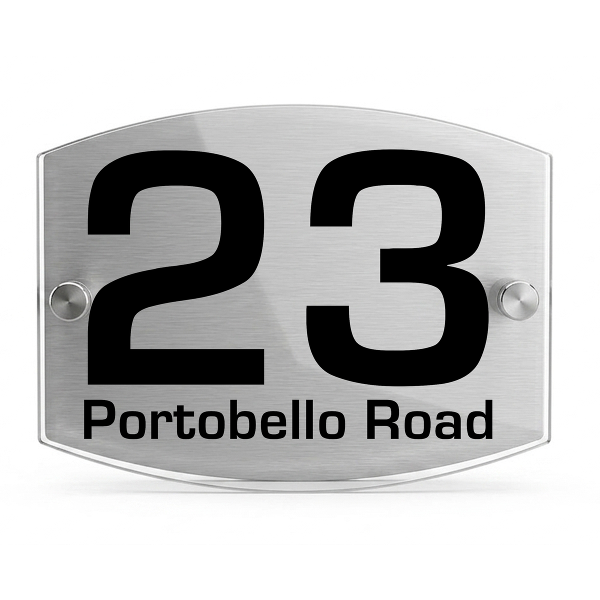 Personalised Dual Panel Acrylic House Sign Oval | 200mm x 130mm | Silver with Black Text