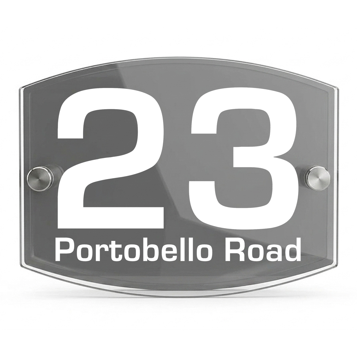 Personalised Dual Panel Acrylic House Sign Oval | 200mm x 130mm | Grey with White Text
